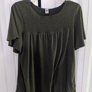 Old Navy Olive Green Ruffled Shirt Womens M